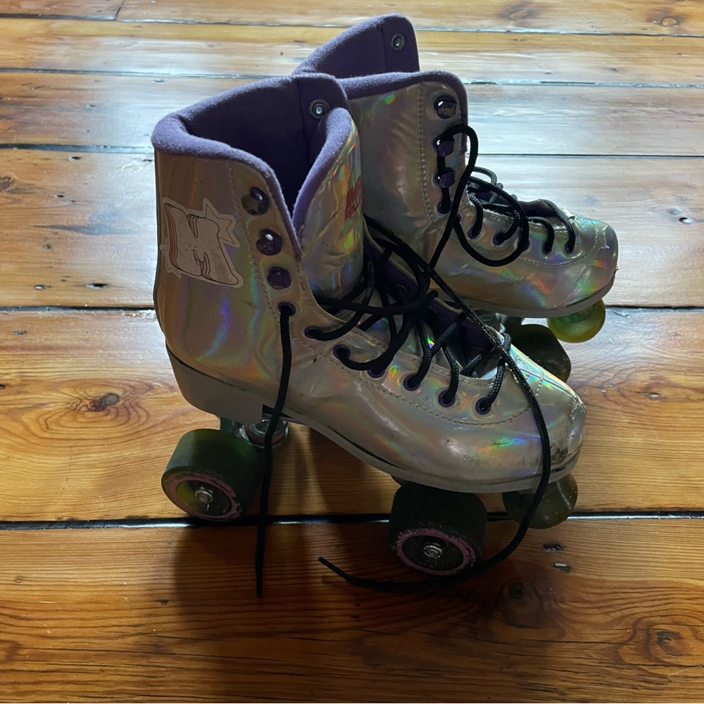 Iridescent Roller Skates with Black Laces
